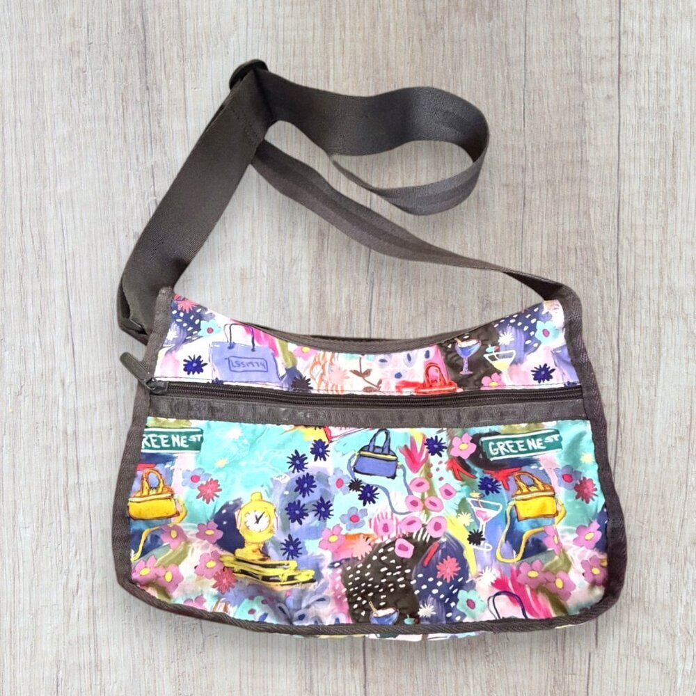 LeSportsac NYC Print Shoulder Bag Greene St NYC Novelty Print Crossbody Hobo Bag